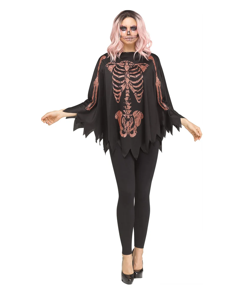Skelett Glitzer Poncho Rosé Gold