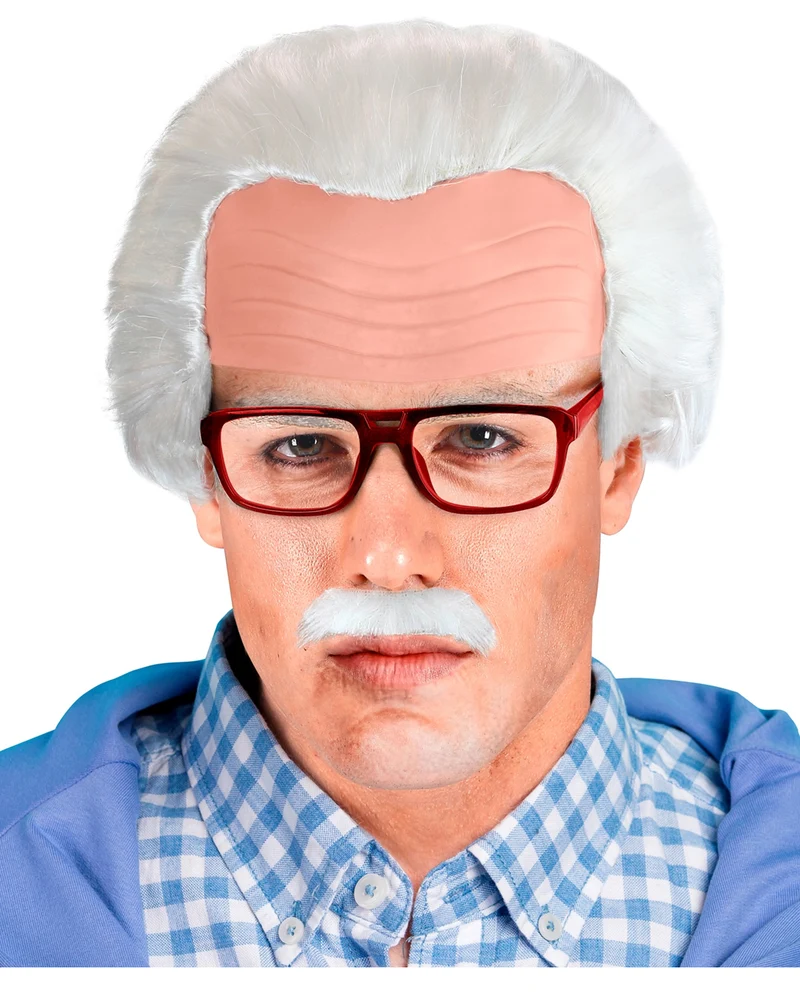 Opa Perücke mit Glatze - Schnurrbart & Brille