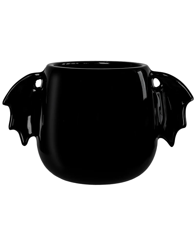 Schwarze Tasse mit Fledermausflügeln 400ml