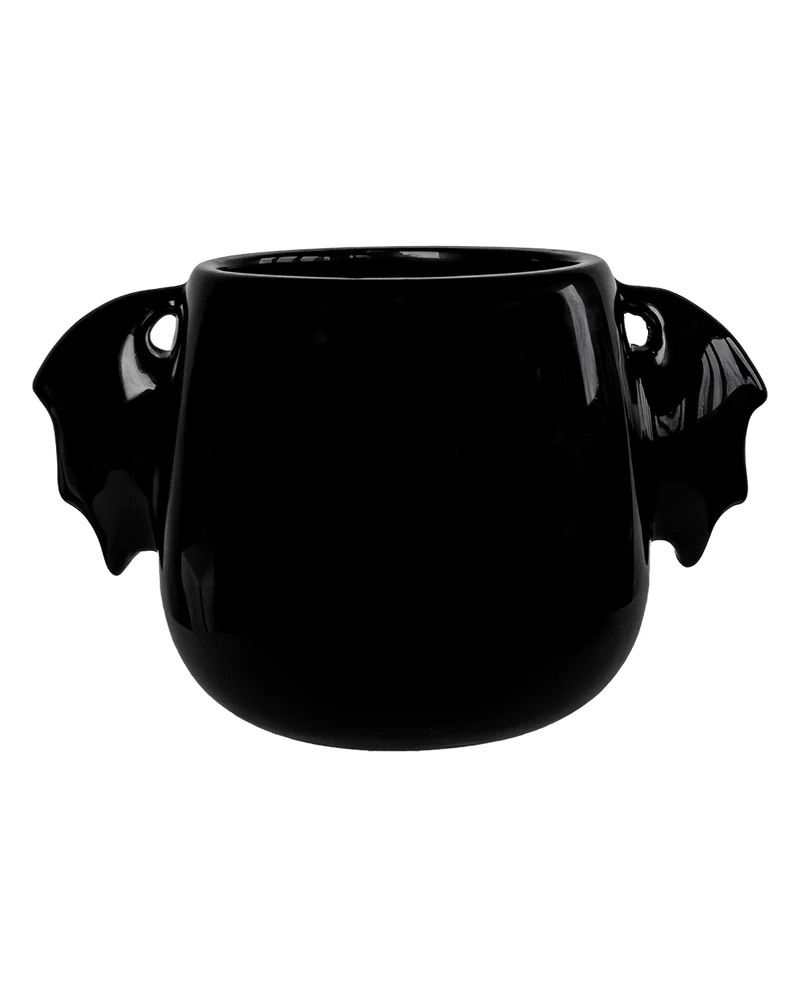 Schwarze Tasse mit Fledermausflügeln 400ml