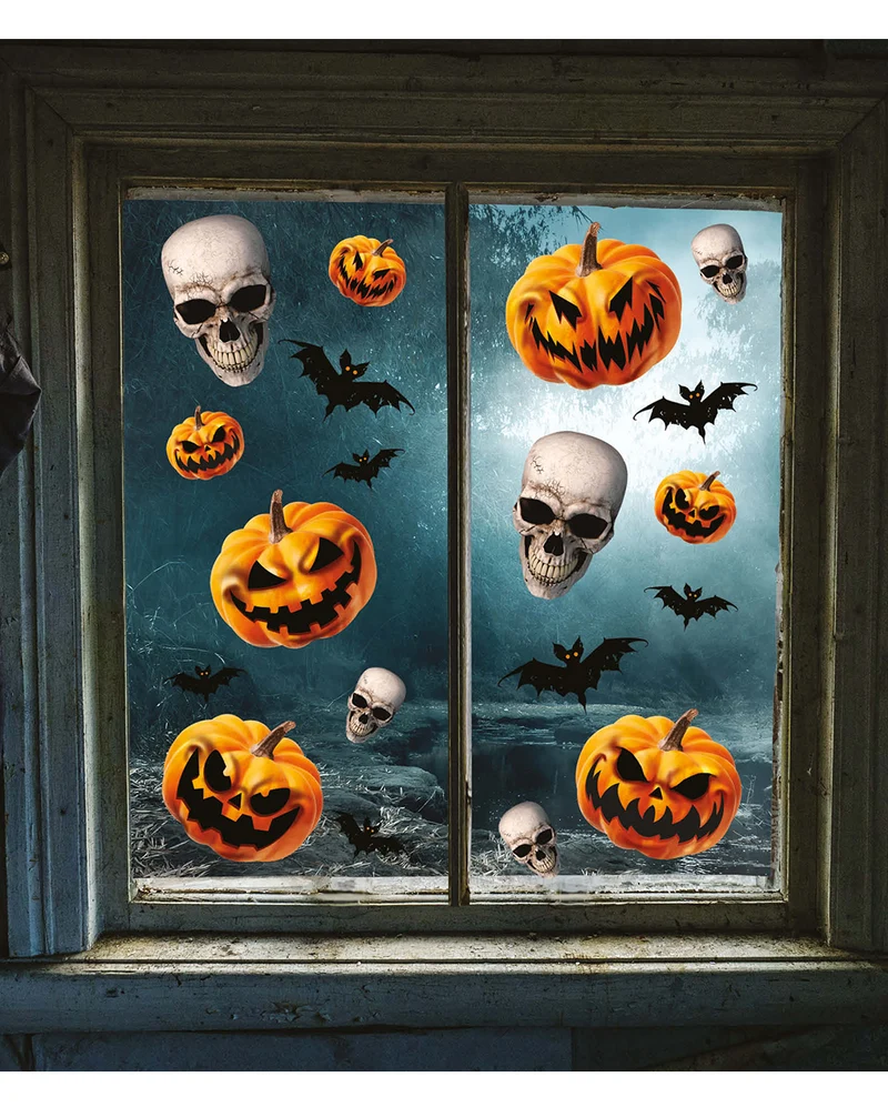 Halloween Pumpkin & Totenkopf Fenster Sticker