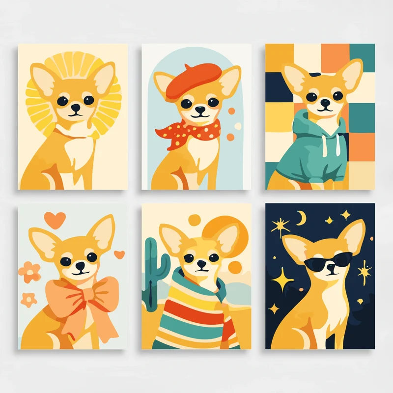 Chihuahuas - Mini Paint by Numbers Set