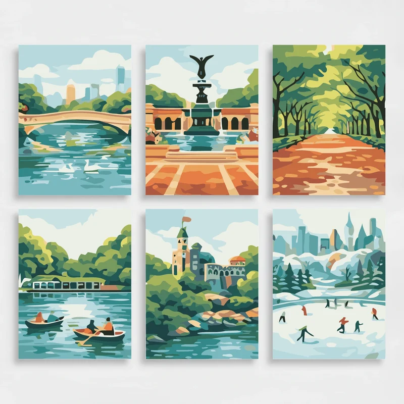 Central Park Seasons - Mini Paint by Numbers Set