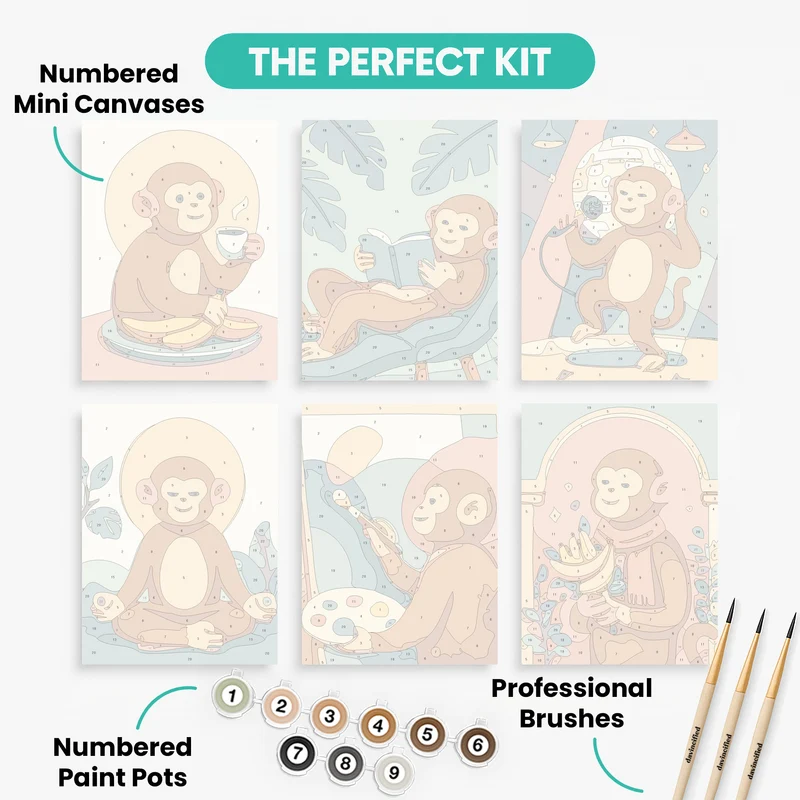 Monkeys - Mini Paint by Numbers Set