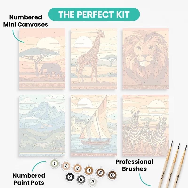 African Safari - Mini Paint by Numbers Set