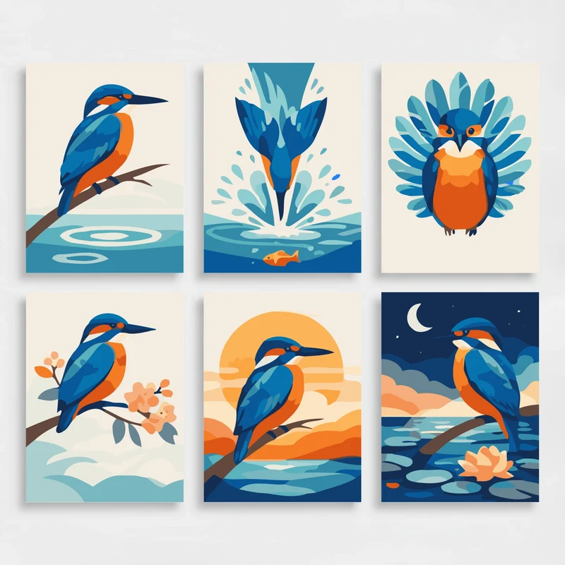 Kingfishers - Mini Paint by Numbers Set