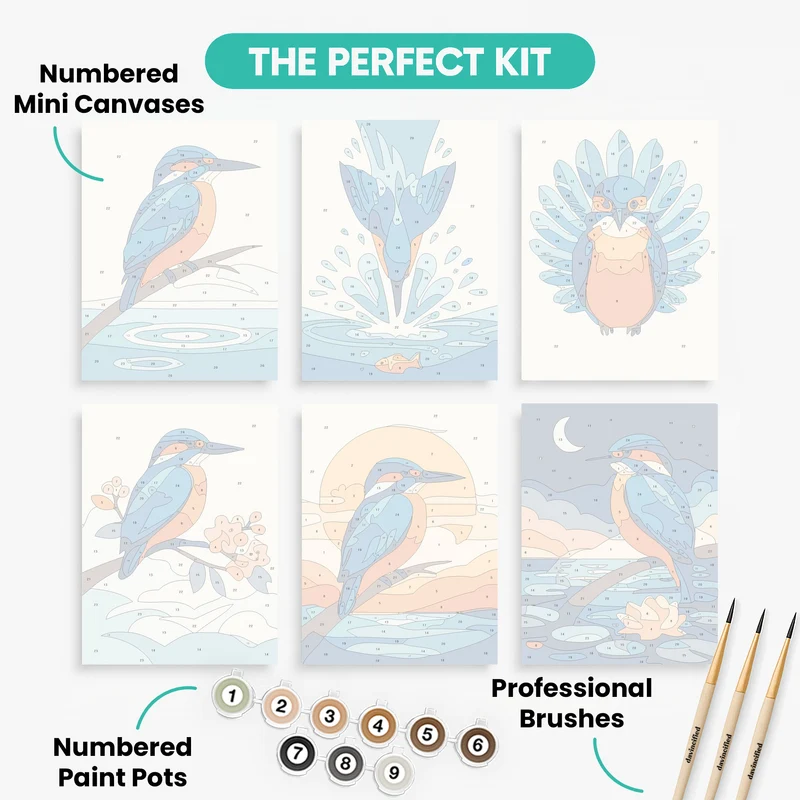 Kingfishers - Mini Paint by Numbers Set