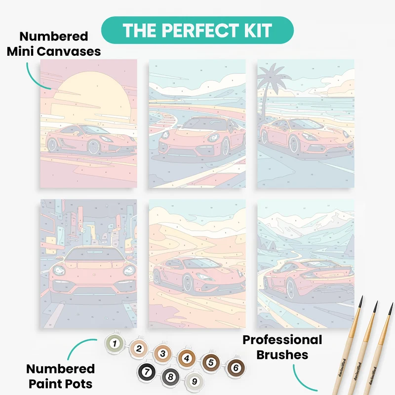 Sports Cars - Mini Paint by Numbers Set