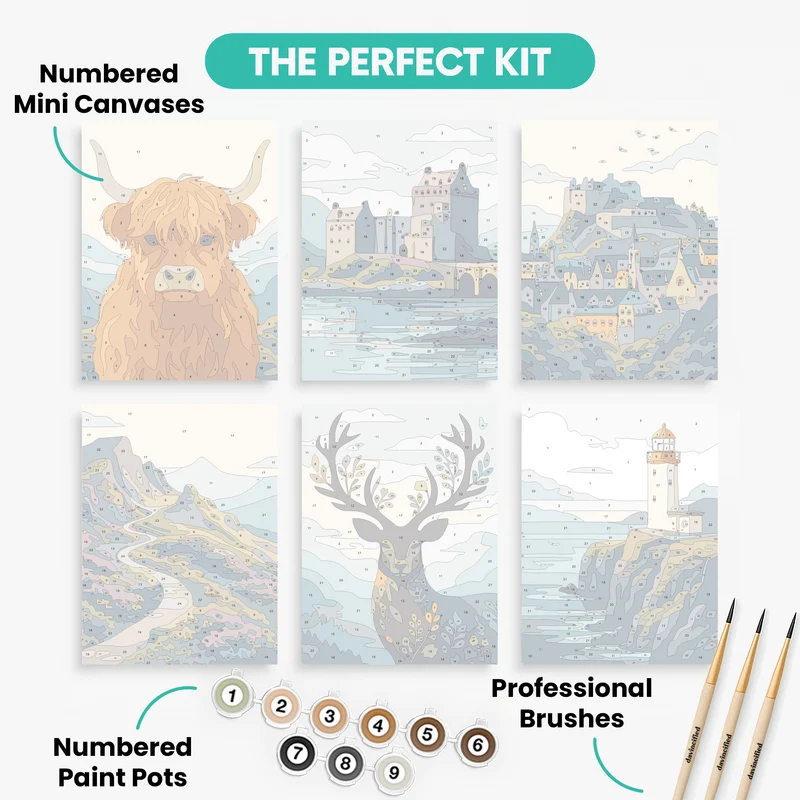 Scottish Highlands - Mini Paint by Numbers Set