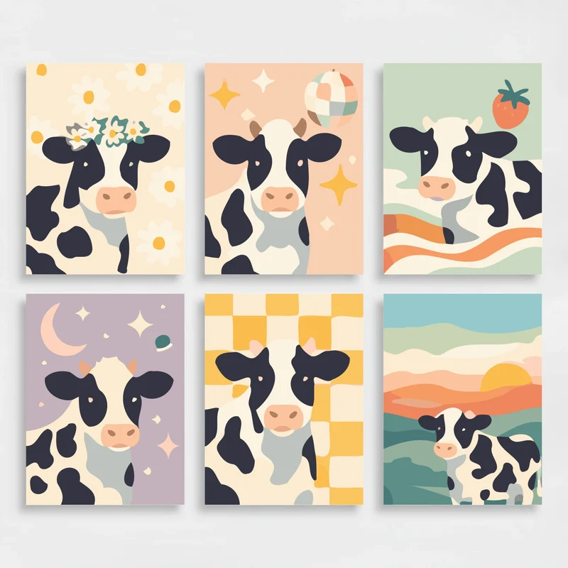 Adorable Cows - Mini Paint by Numbers Set