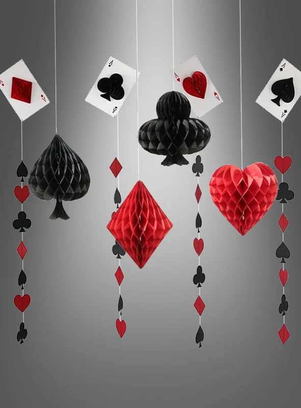 Casino Party hängende Girlanden Spielkarten Deko