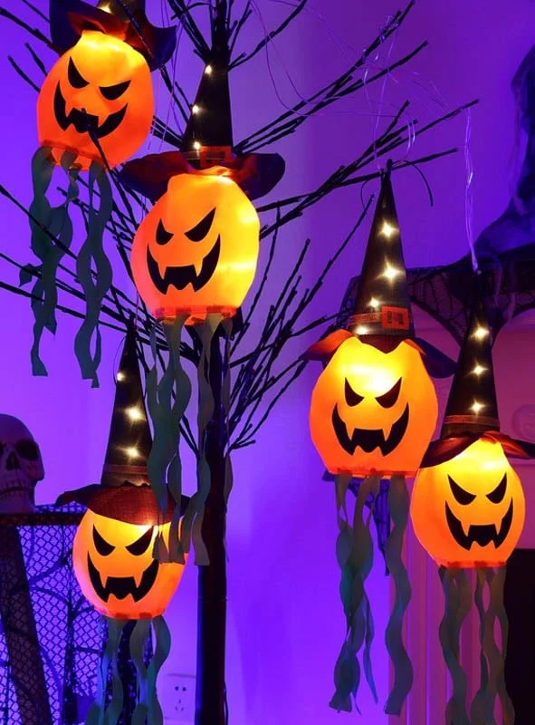 Halloween Girlande 280cm mit LED Kürbis oder Gespenst