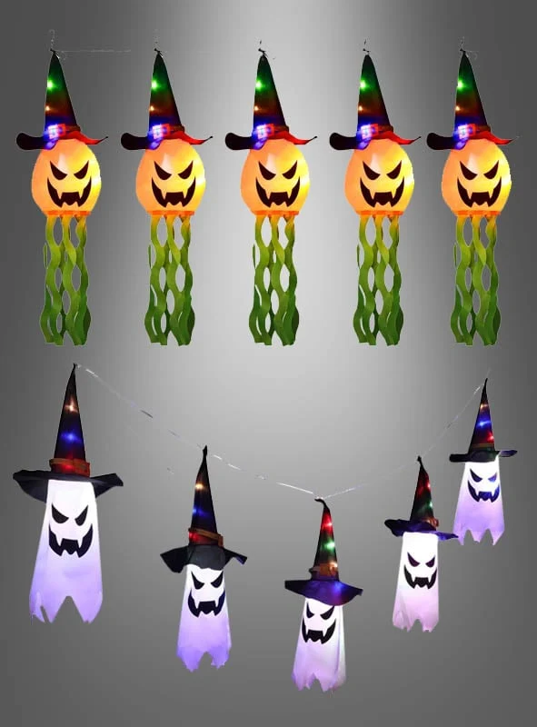 Halloween Girlande 280cm mit LED Kürbis oder Gespenst