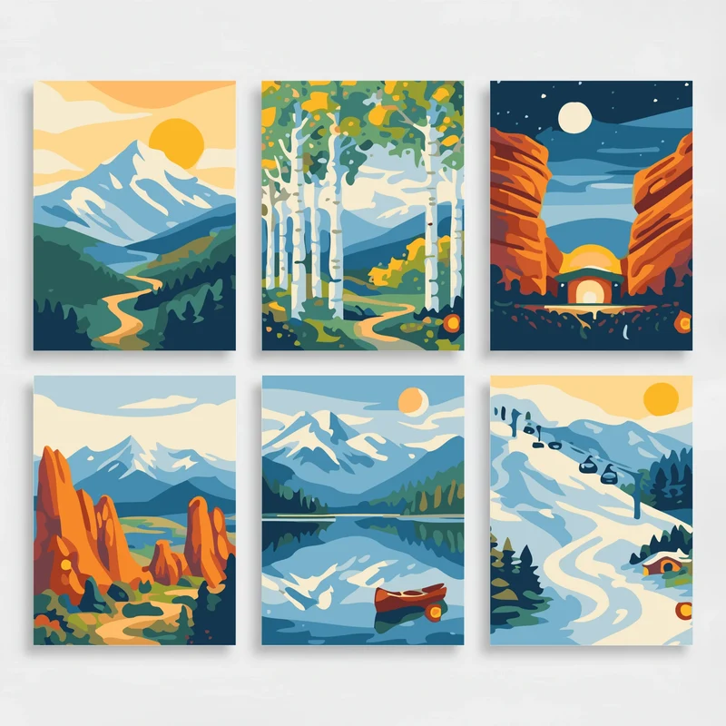 Mountain Landscapes - Mini Paint by Numbers Set