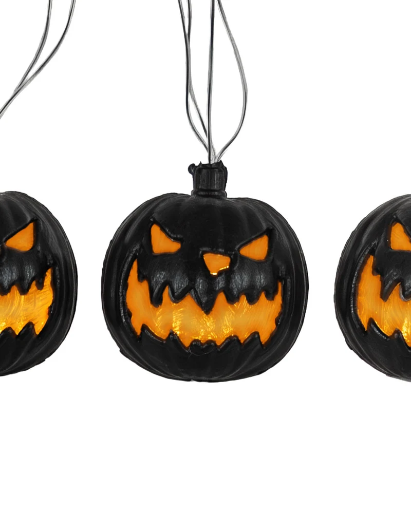 Schwarze Kürbis Halloween Lichterkette 230cm