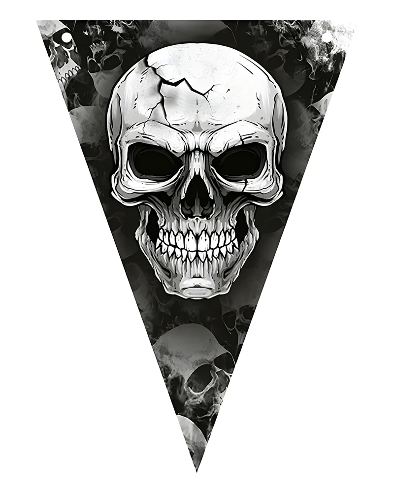 Gruselige Totenkopf Wimpel Girlande 300cm