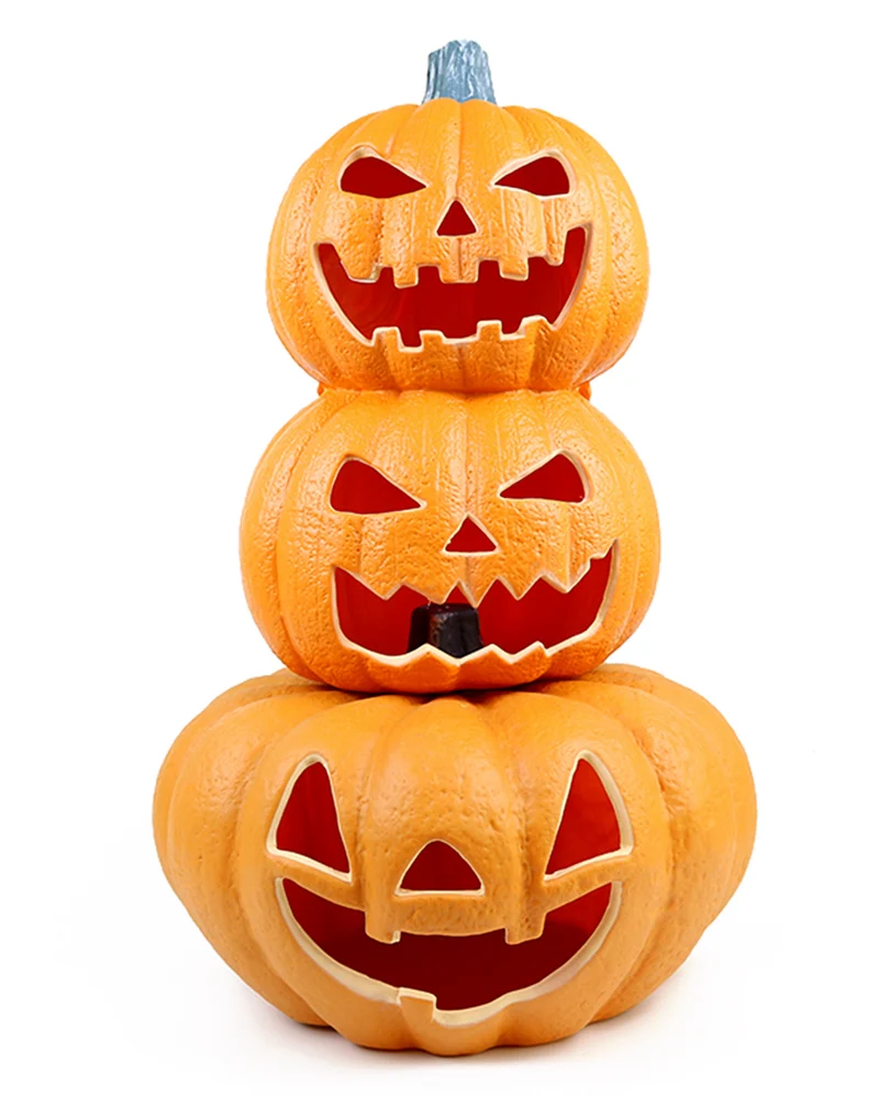 Riesiger Halloween Kürbis Turm mit Beleuchtung 70cm