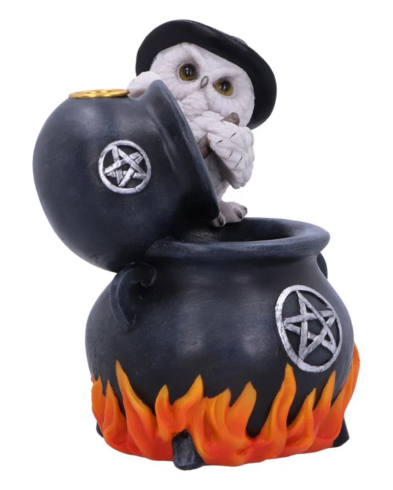 Schneeeule Backflow Räucherkegelhalter 17cm
