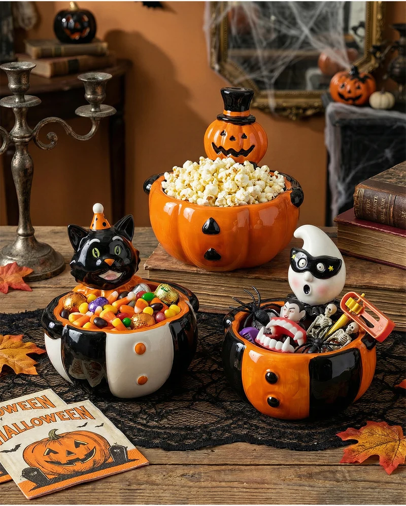 Vintage Halloween Kürbis Süßigkeiten Schale