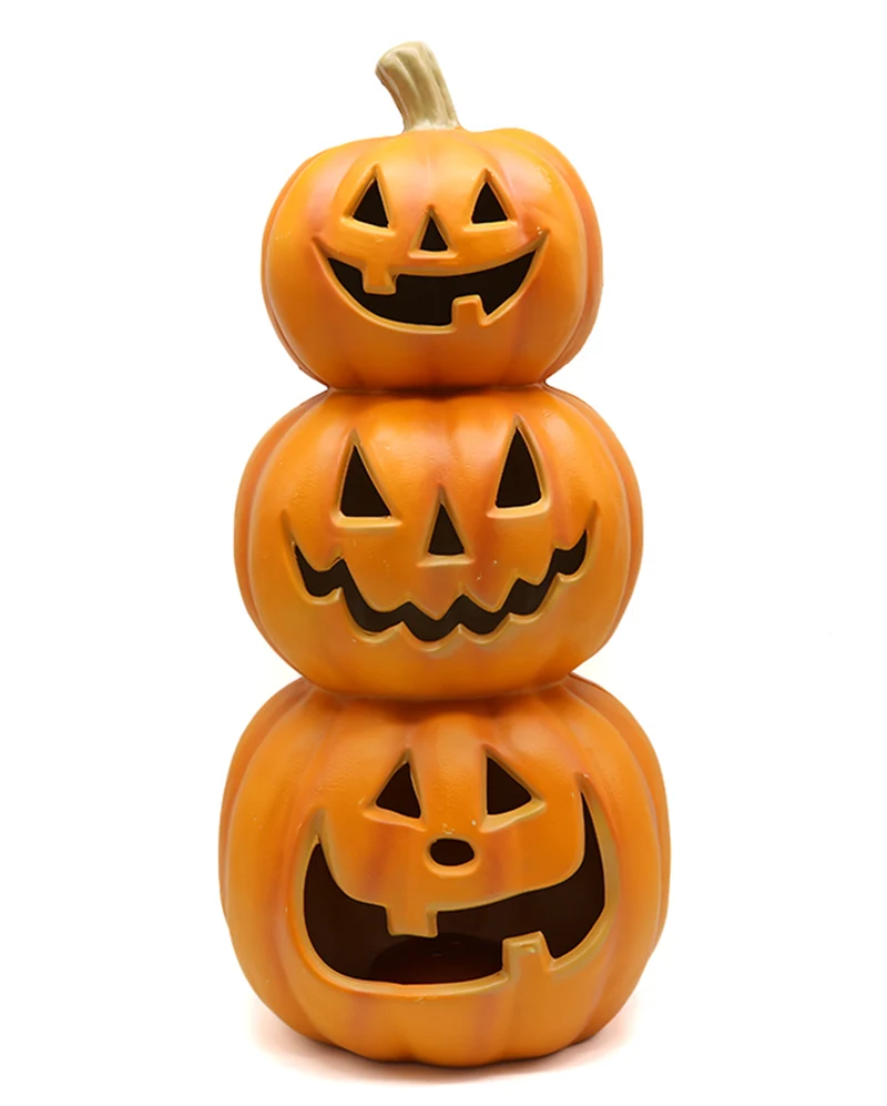 Großer Halloween Kürbis Turm mit Beleuchtung 50cm