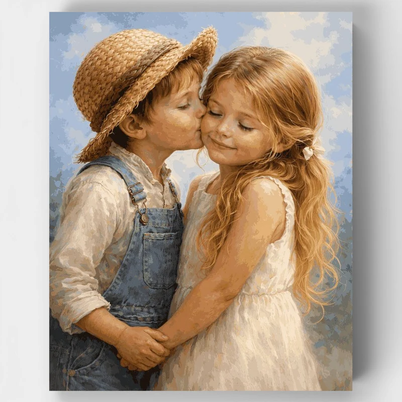 "boy kisses girl" Paint by Numbers Kit