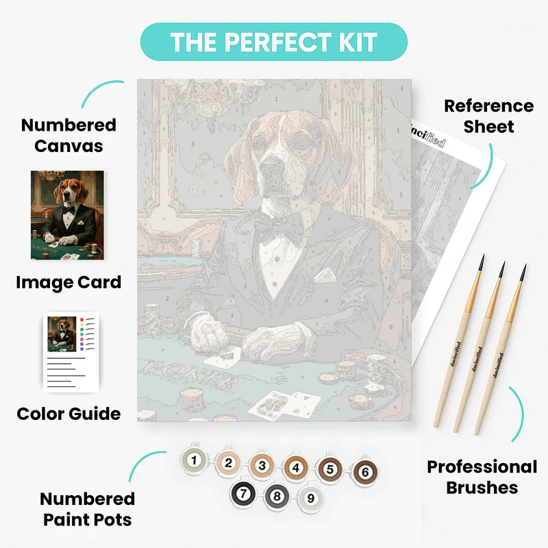 Sophisticated Beagle at Poker Table - Paint by Numbers Kit