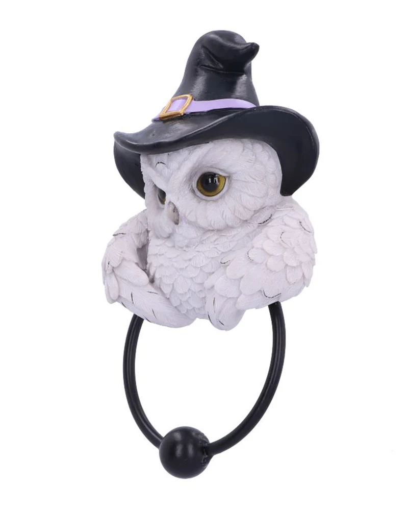 Schneeeule mit Hexenhut Türklopfer 21cm
