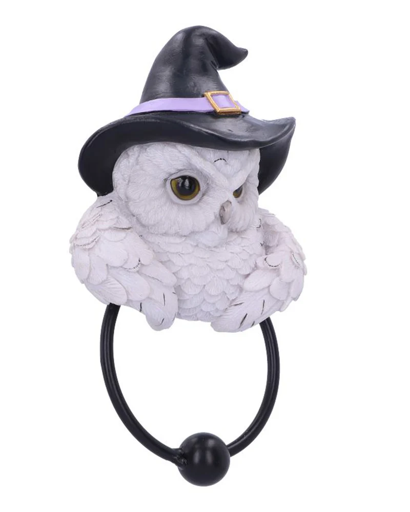 Schneeeule mit Hexenhut Türklopfer 21cm