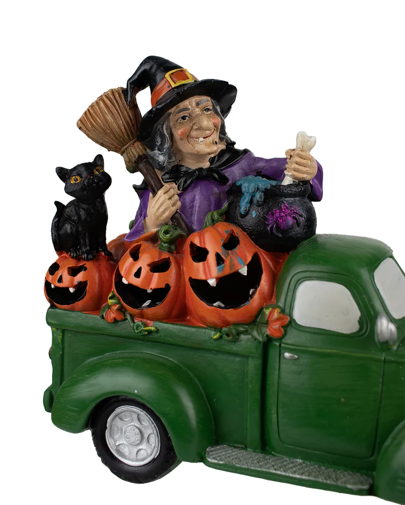 Leuchtender Halloween Pick Up mit Hexe 24cm