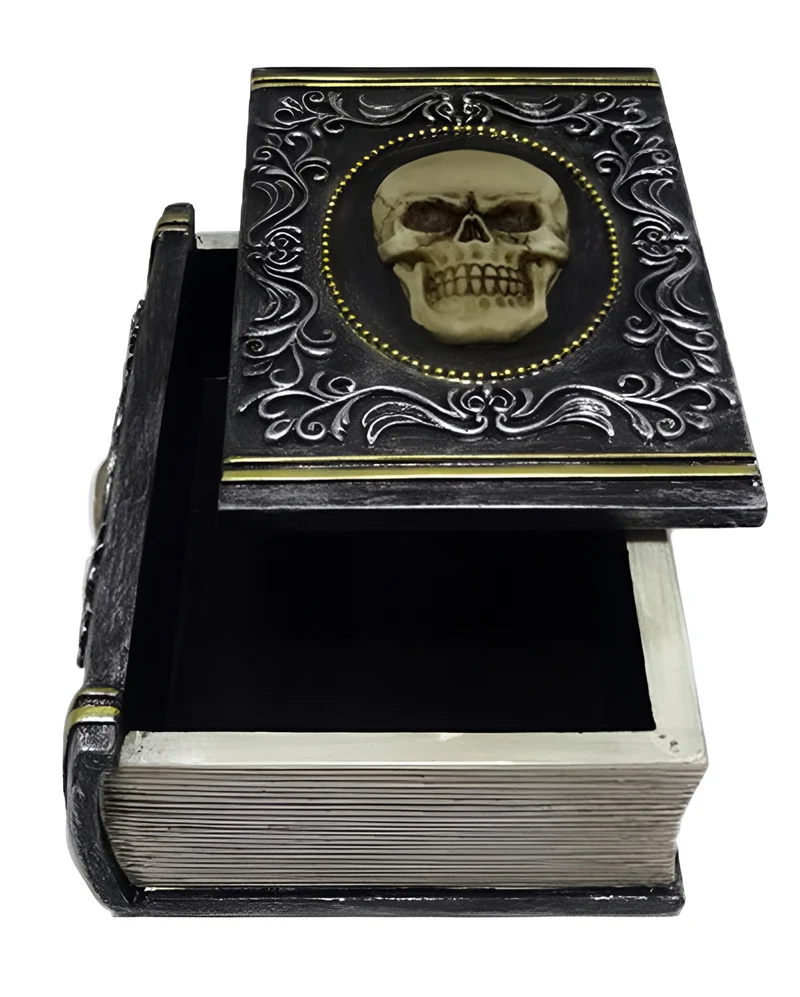 Totenschädel Buch als Schmuckschatulle 11,5cm