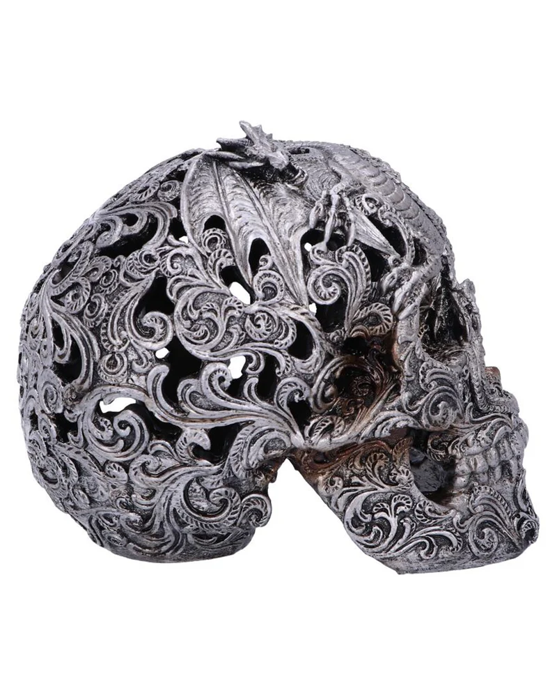 Gravierter Drakos Totenkopf mit Drachenmotiv 19,5cm