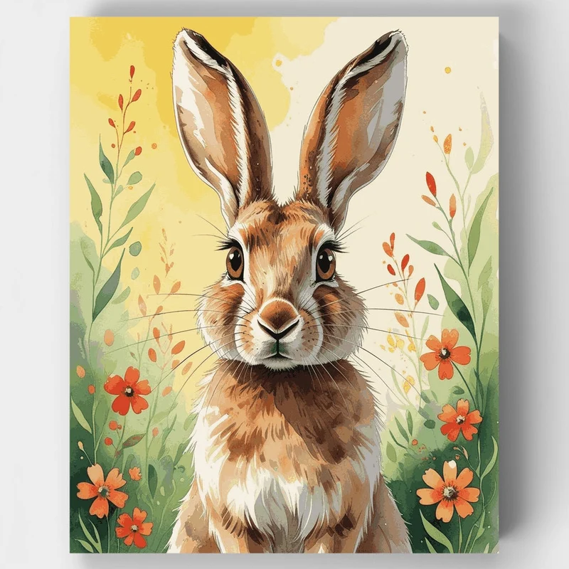 Whimsical Hare in Wildflower Meadow - Paint by Numbers Kit