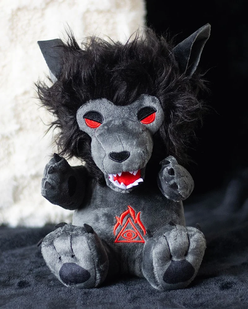 Schwarzer Gothic Werwolf aus Plüsch 20cm