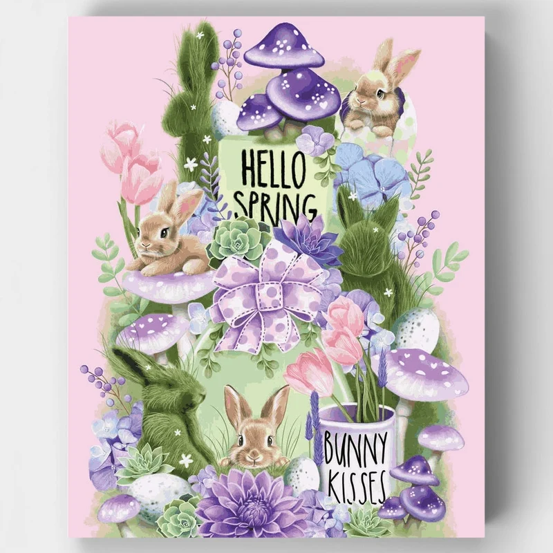 Spring Bunny Bounty - Paint by Numbers Kit