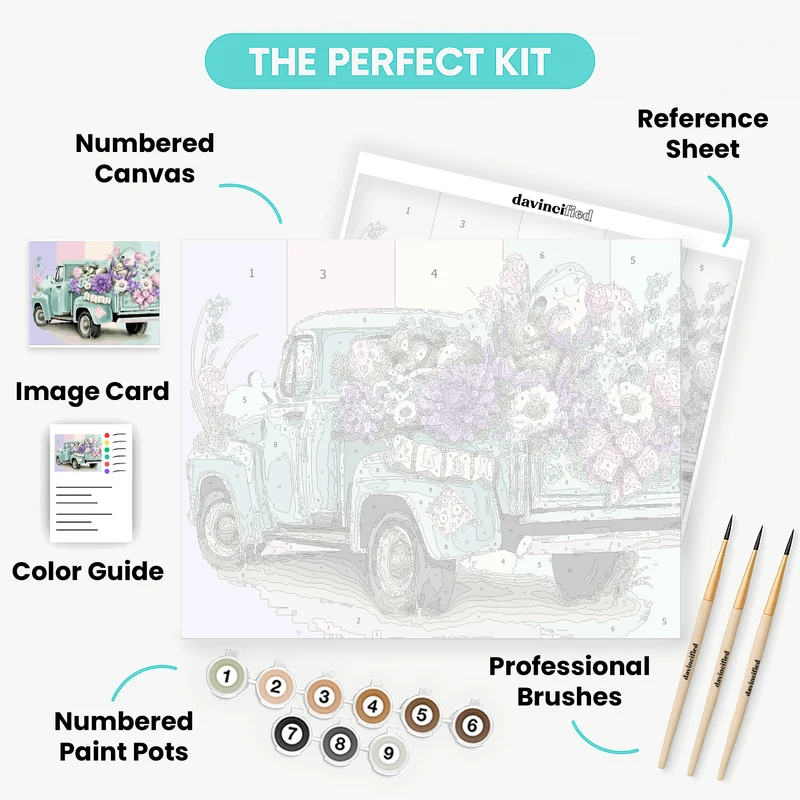 Spring Bunny Truck - Paint by Numbers Kit