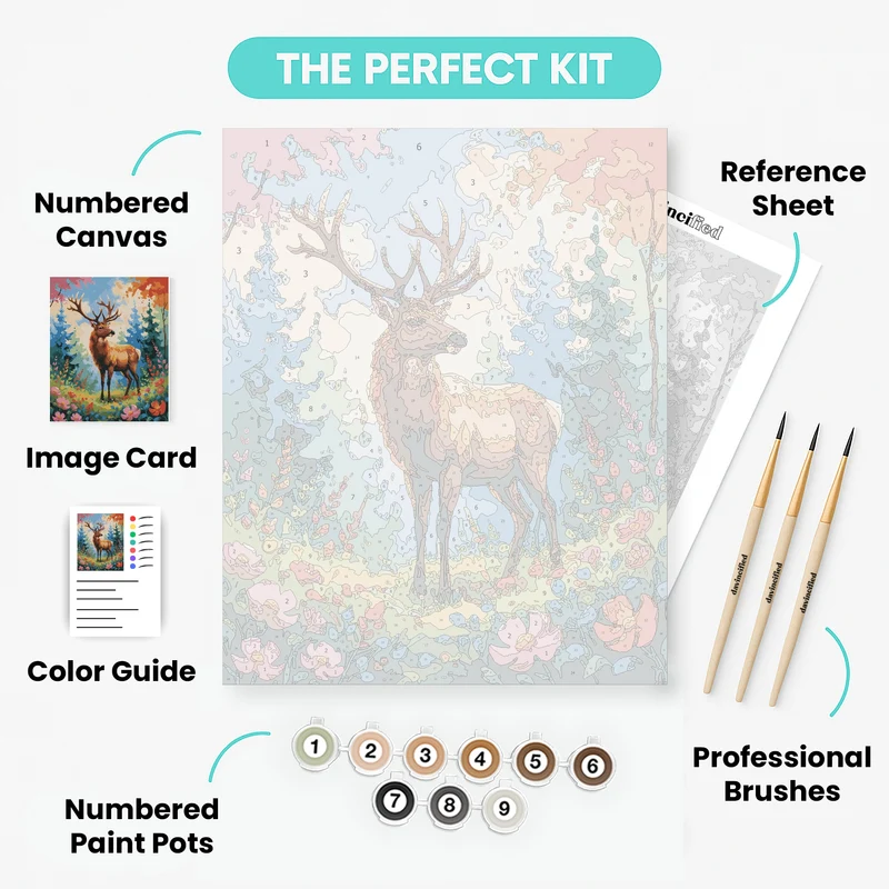 Majestic Elk in Vibrant Forest - Paint by Numbers Kit