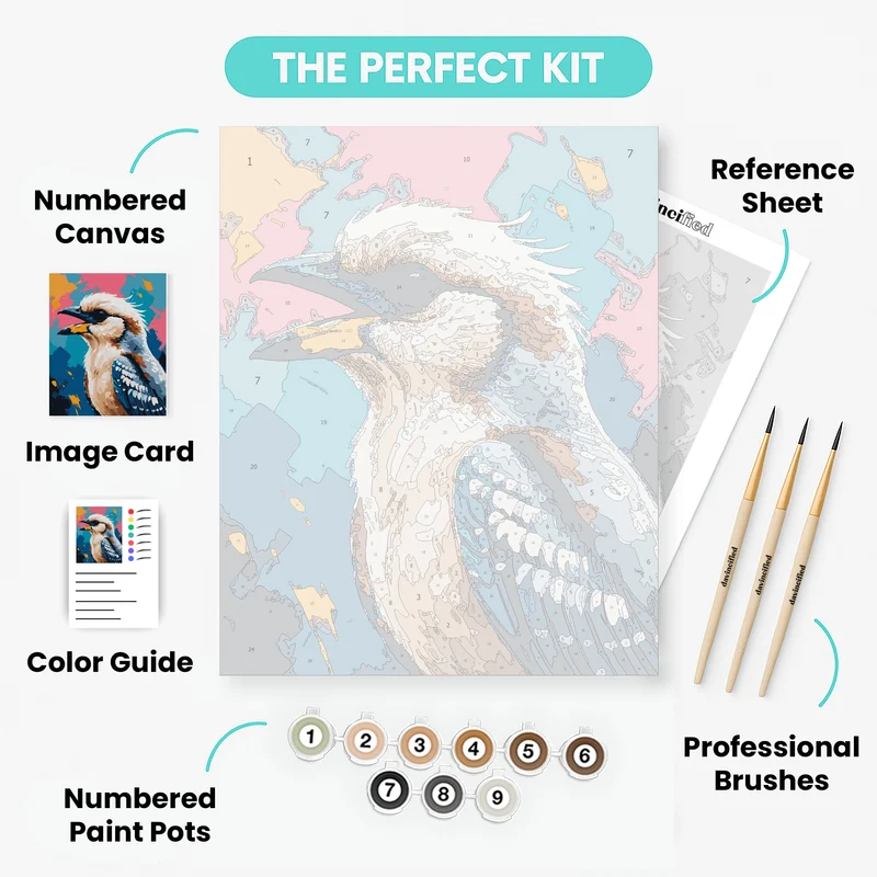 Vibrant Kookaburra Portrait - Paint by Numbers Kit
