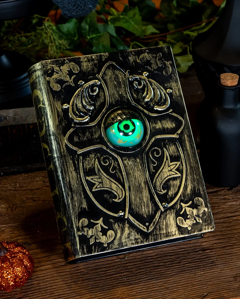 Hexenbuch mit beweglichem Auge, Sound & Licht 22cm