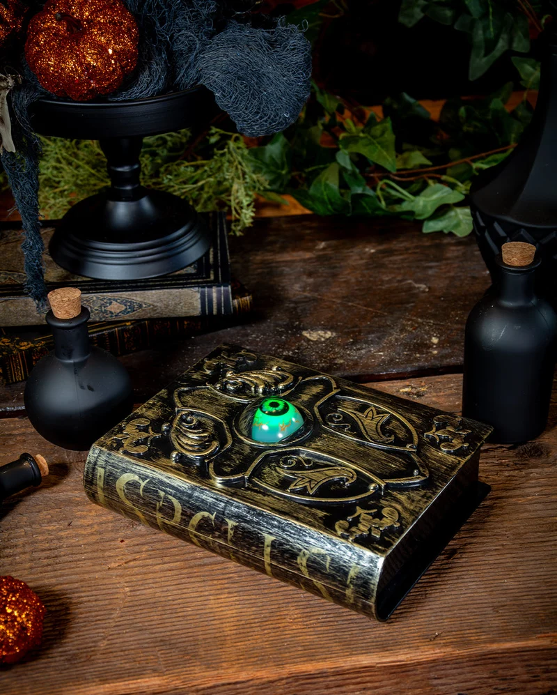 Hexenbuch mit beweglichem Auge, Sound & Licht 22cm