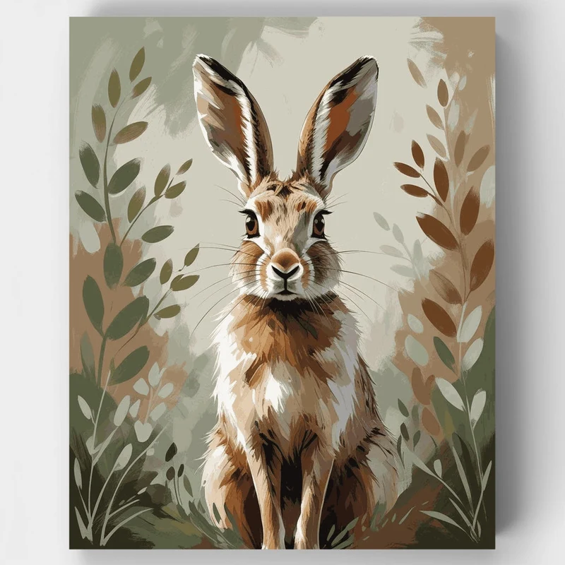 Gentle Hare in Wild Foliage - Paint by Numbers Kit