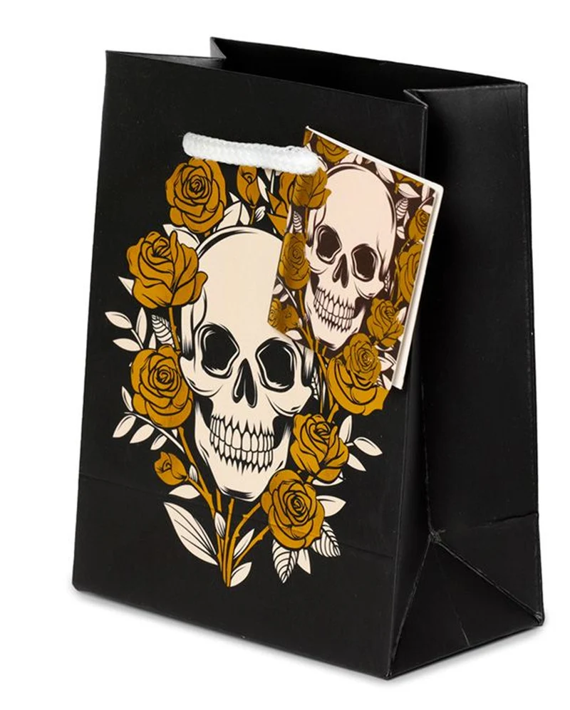 Totenkopf & Rosen Geschenktasche 14x11cm
