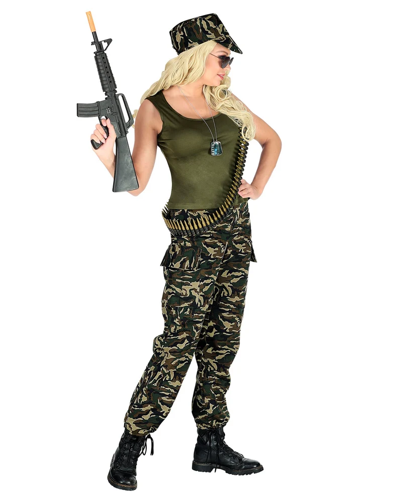 Camouflage Soldatin Kostüm 3-tlg