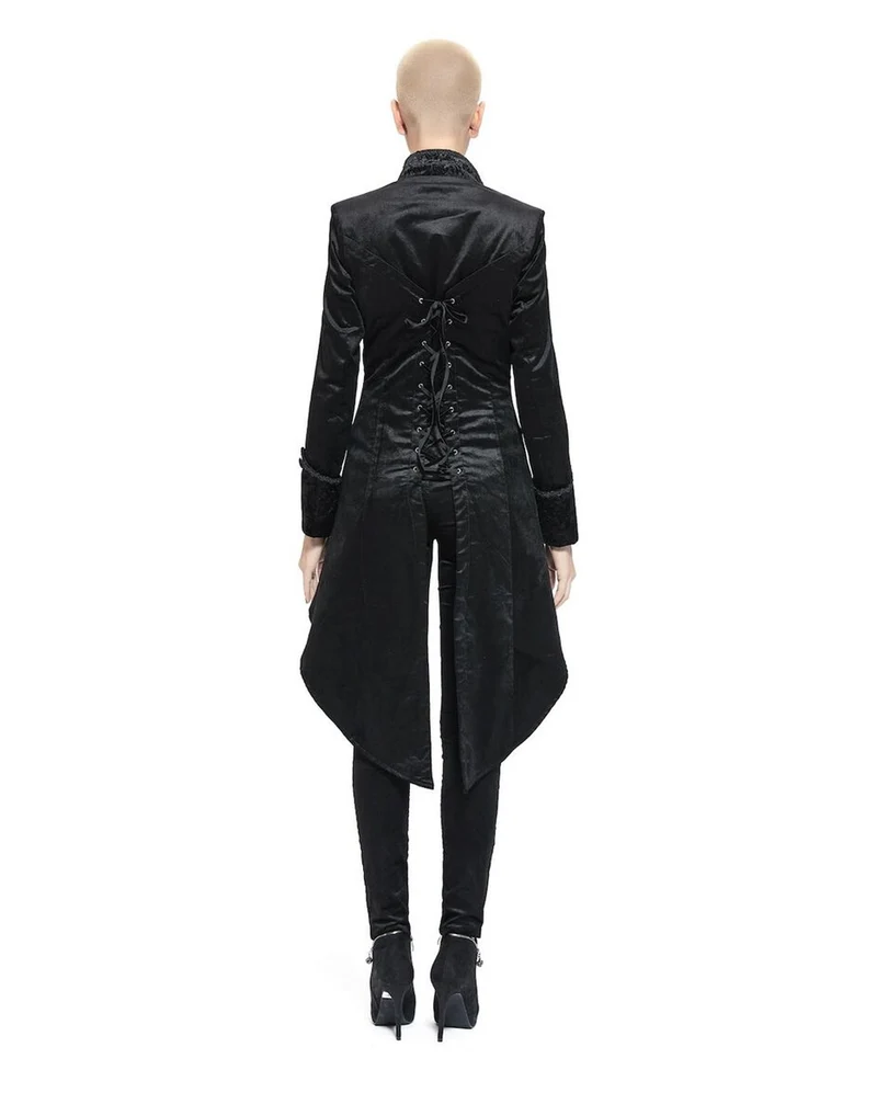 Schwarzer Gothic Damenfrack mit Schwalbenschwanz