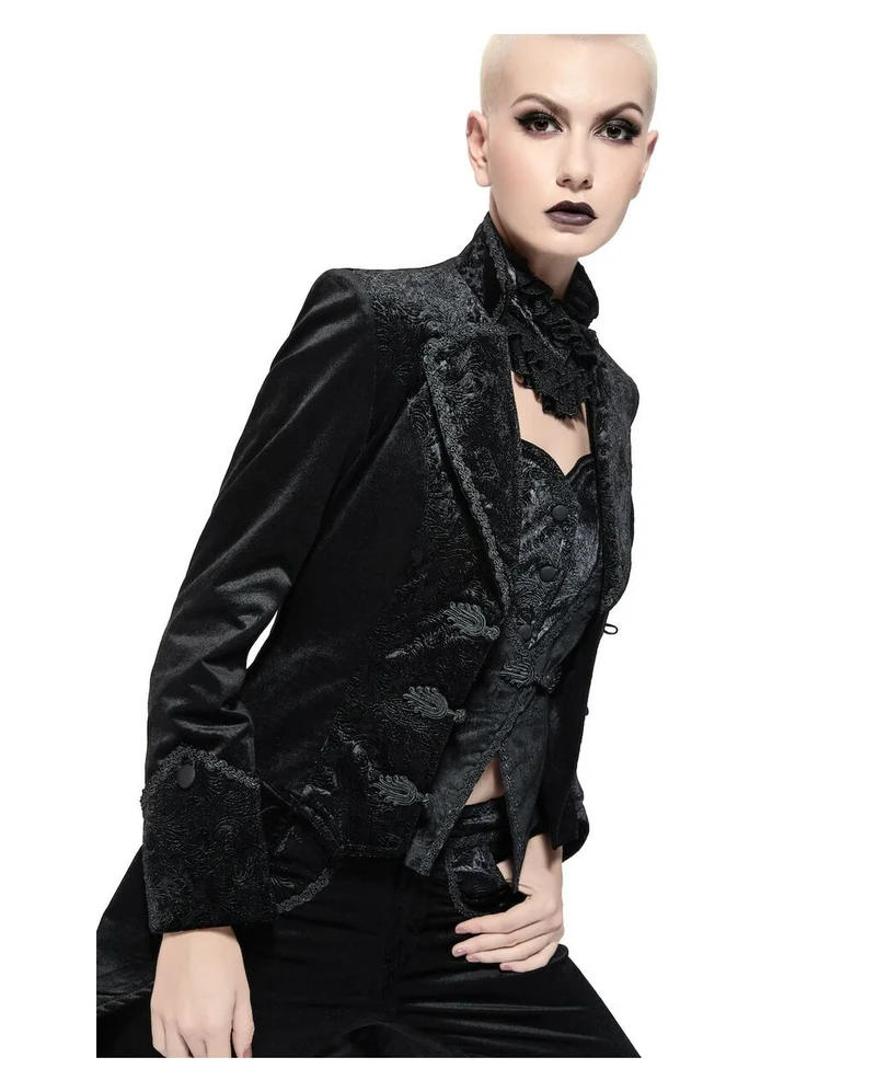 Schwarzer Gothic Damenfrack mit Schwalbenschwanz
