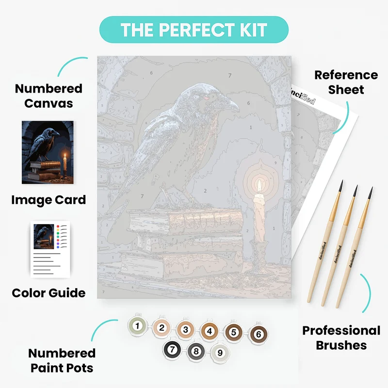 Mystical Raven with Ancient Books - Paint by Numbers Kit