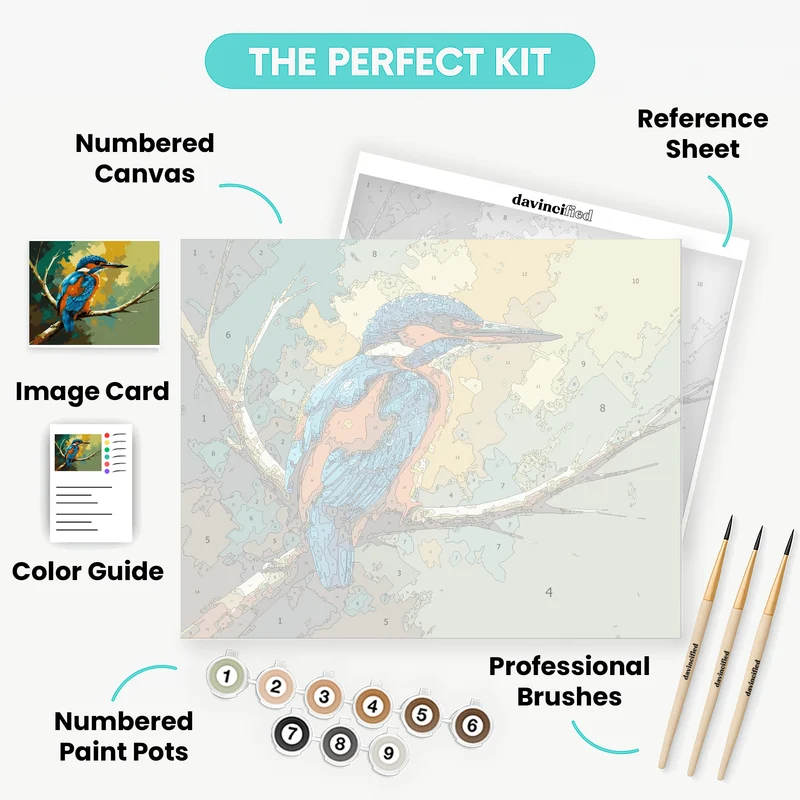 Kingfisher on Branch - Paint by Numbers Kit