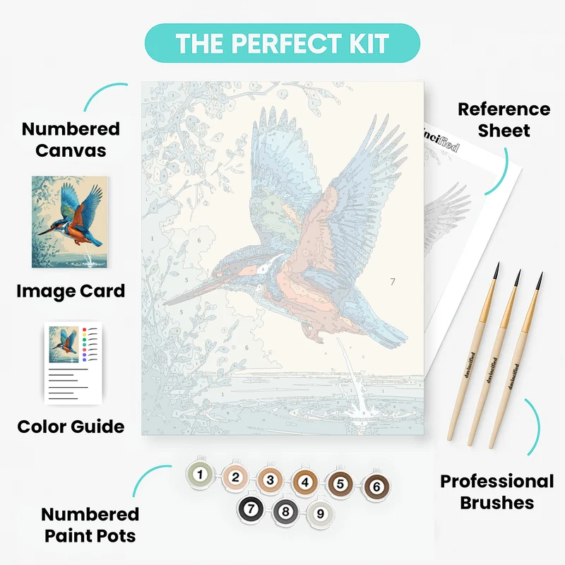 Kingfisher Diving for Fish - Paint by Numbers Kit