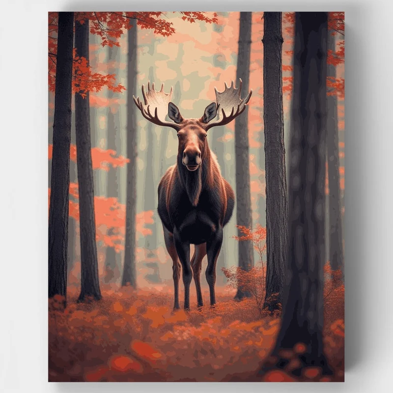 Majestic Moose in Autumn Forest - Paint by Numbers Kit