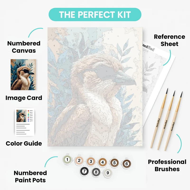 Kookaburra in Blue Foliage - Paint by Numbers Kit