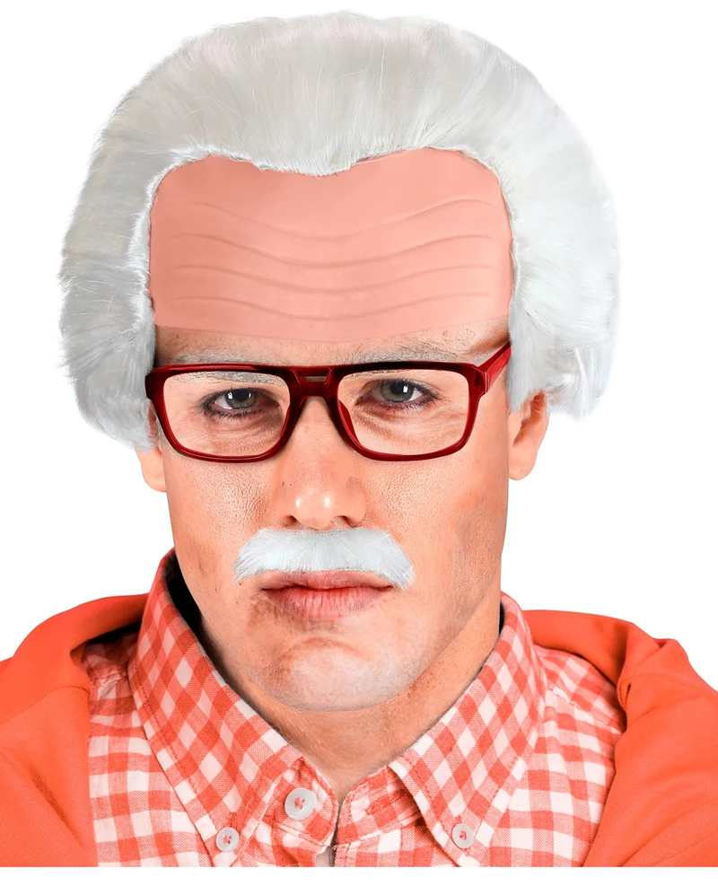 Großvater Perücke mit Glatze - Schnauzbart & Brille